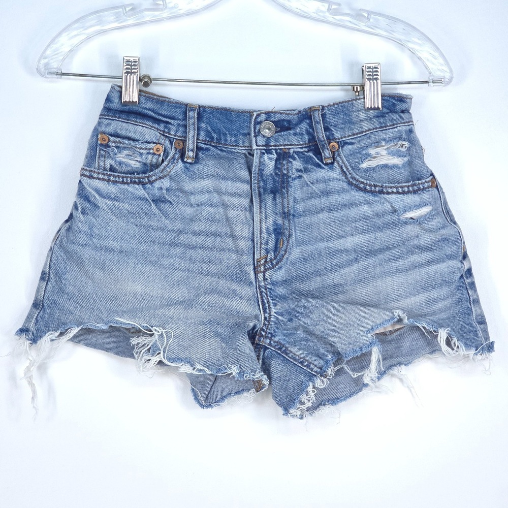 American Eagle Strigid Relaxed Shorts Womens 00 Cutoff Denim Raw Hem‎ Distressed